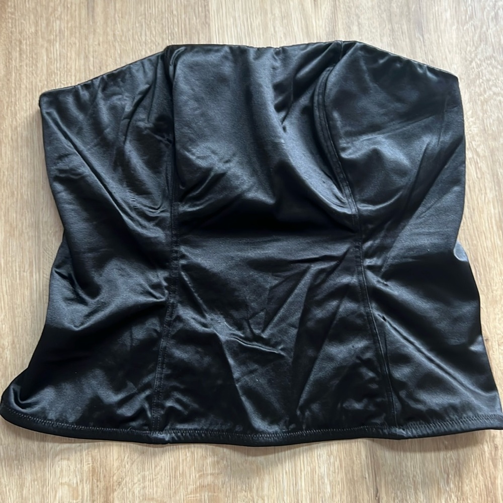 Cacique Black Satin Corset Bustier Strapless Women's Size 22/24